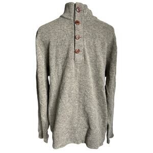 J. Crew Men’s Size Large 100% Lambswool Button‎ Front Mock Neck Sweater